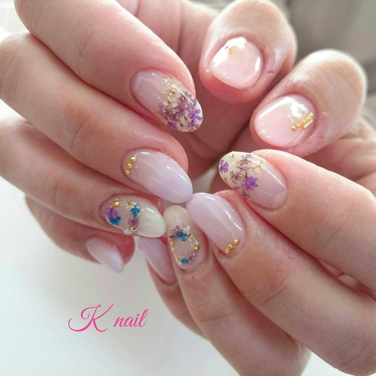 冬 オールシーズン ハンド グラデーション 押し花 Keikoのネイルデザイン No ネイルブック