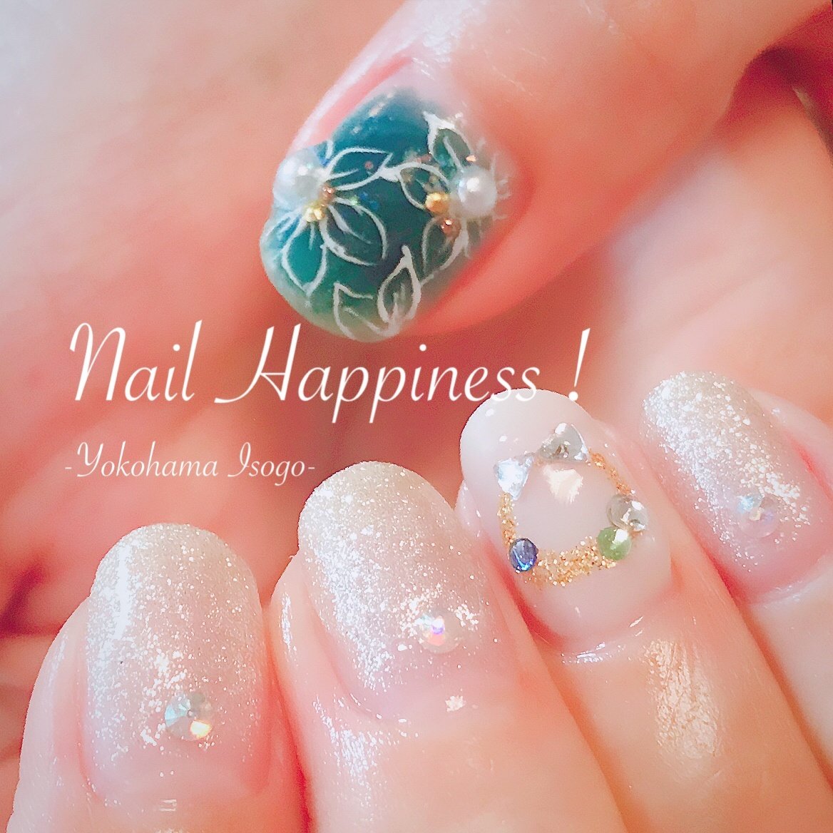 クリスマス グラデーション ラメ フラワー グリーン Nail Happiness ネイルハピネス ささきまきのネイルデザイン No ネイルブック