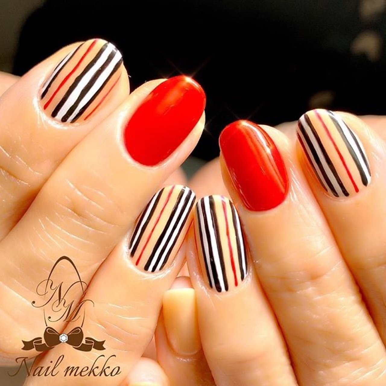 ハンド チェック ストライプ ブランド柄 ボーダー Nail Mekkoのネイルデザイン No ネイルブック