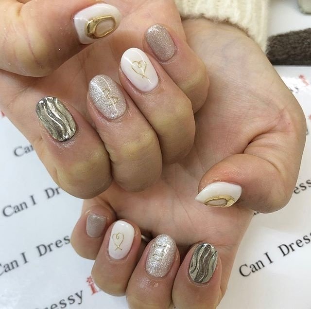 冬 ハンド ラメ ハート ミラー Caniminamiのネイルデザイン No ネイルブック