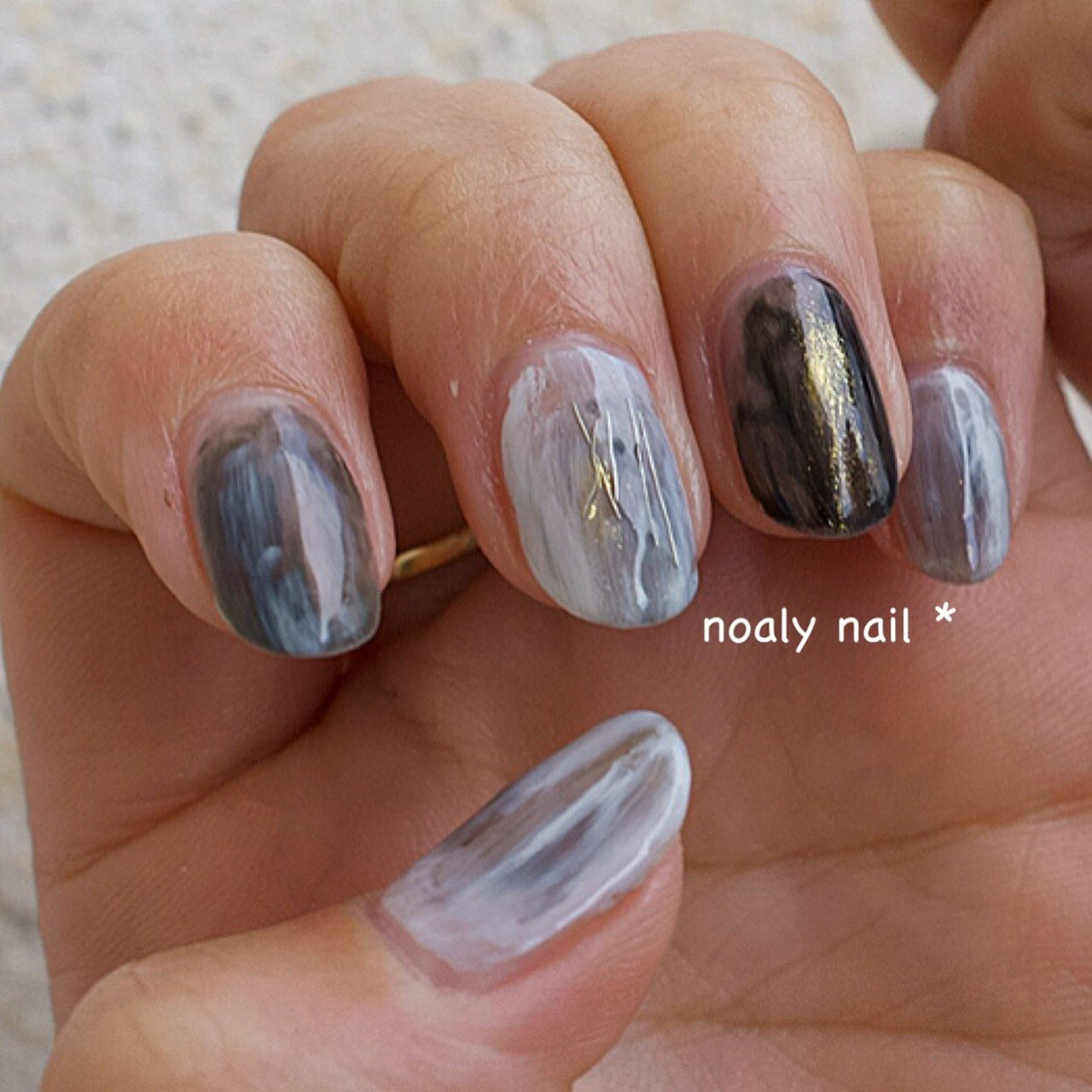 ニュアンス/ホワイト/ブラック/モノトーン - Noaly nail*のネイル