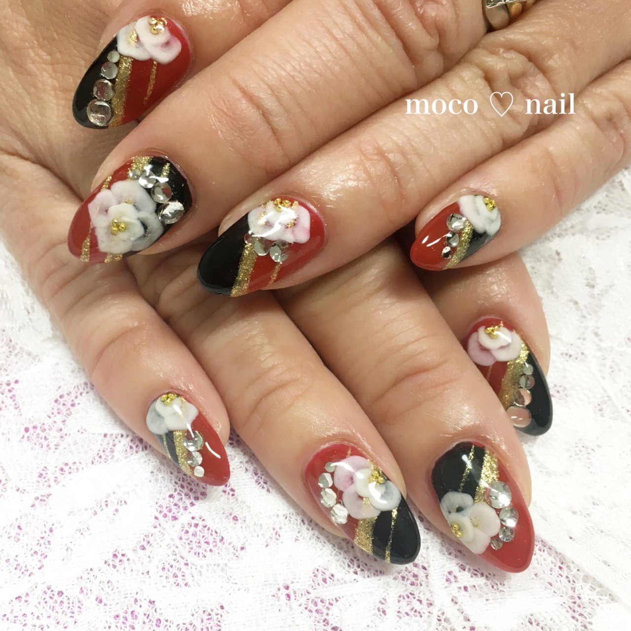 冬 お正月 成人式 ハンド フラワー Moco Nailのネイルデザイン No ネイルブック