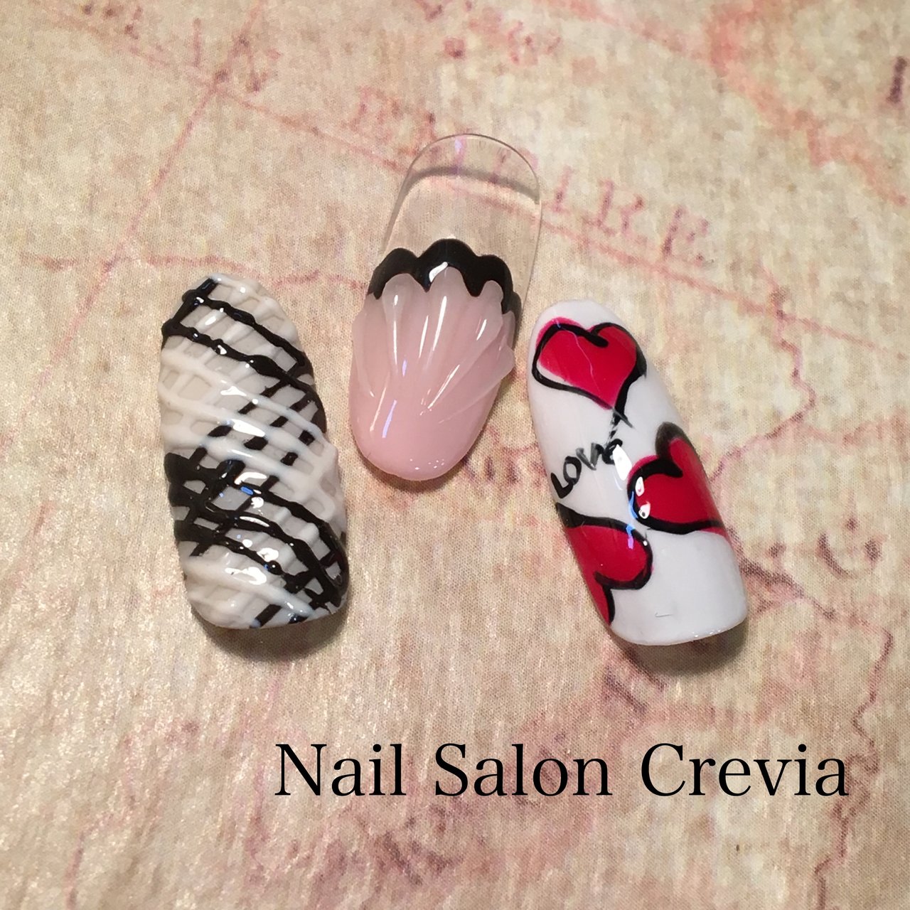 バレンタイン ハンド ハート 3d スイーツ Nail Salon Creviaのネイルデザイン No ネイルブック