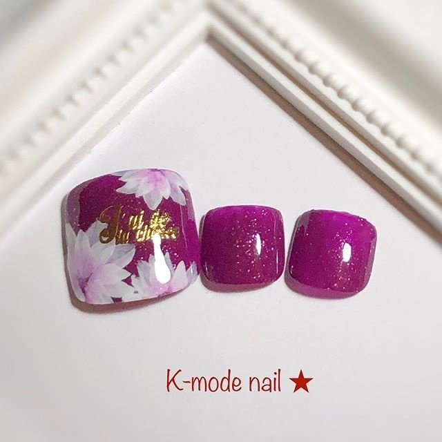 冬 フット フラワー パープル ジェル K Mode Nailのネイルデザイン No ネイルブック