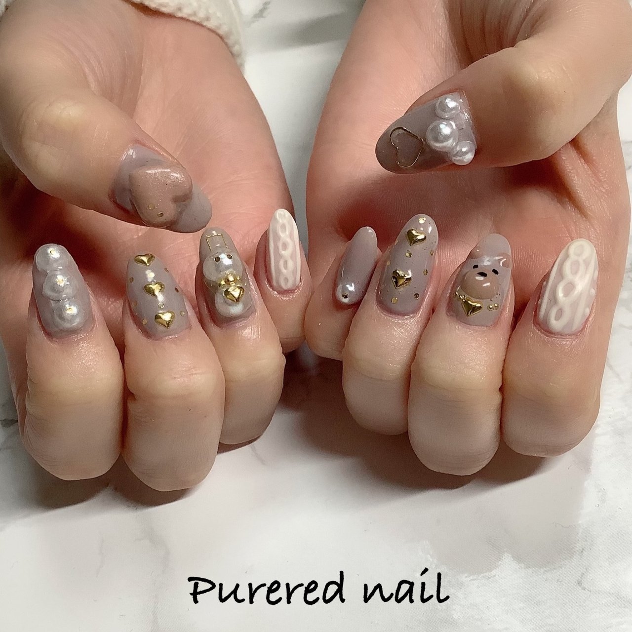 冬 クリスマス オフィス ハンド パール Purered Nailのネイルデザイン No ネイルブック