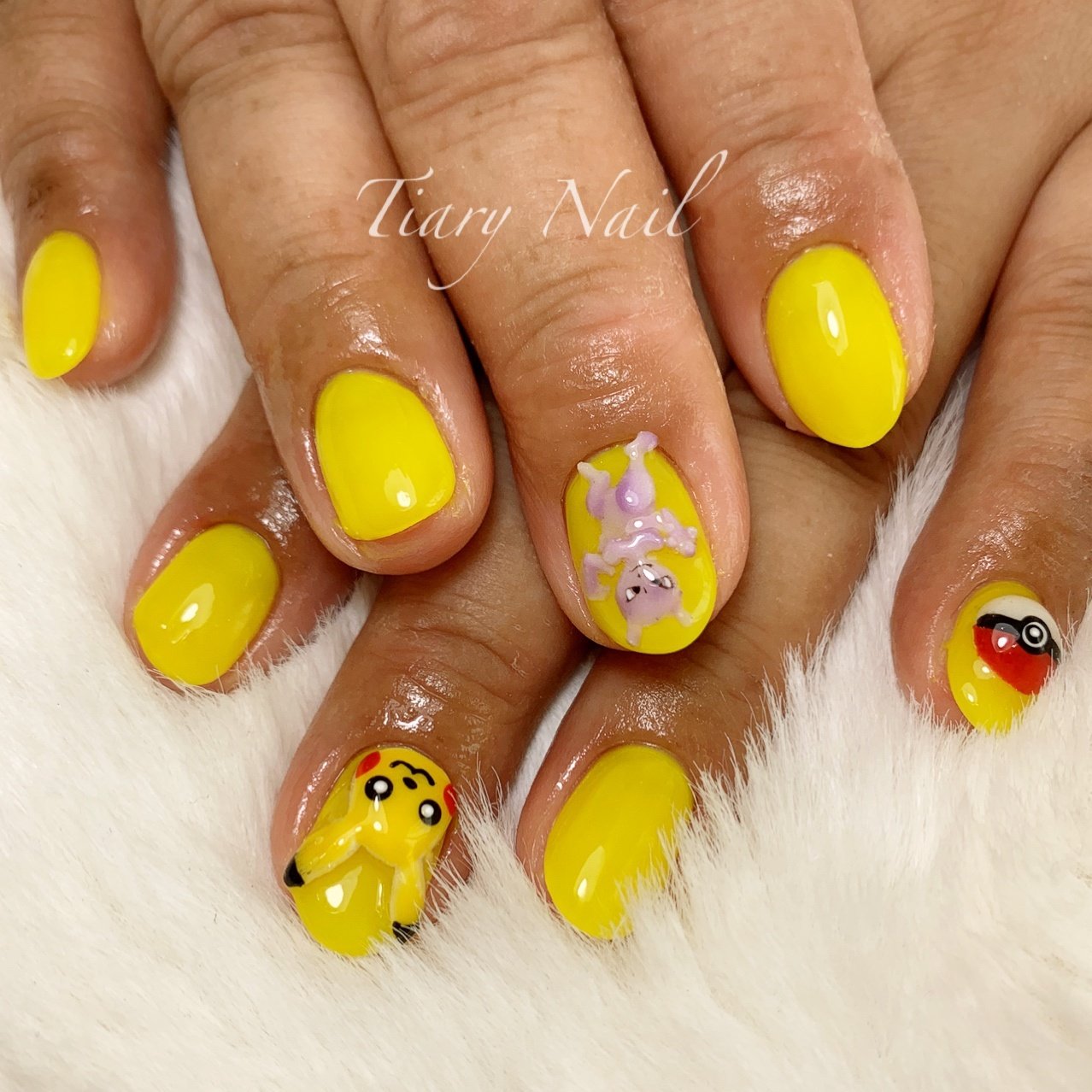 ワンカラー アニマル柄 キャラクター イエロー ネオンカラー Tiarynail ティアリーネイルのネイルデザイン No ネイルブック