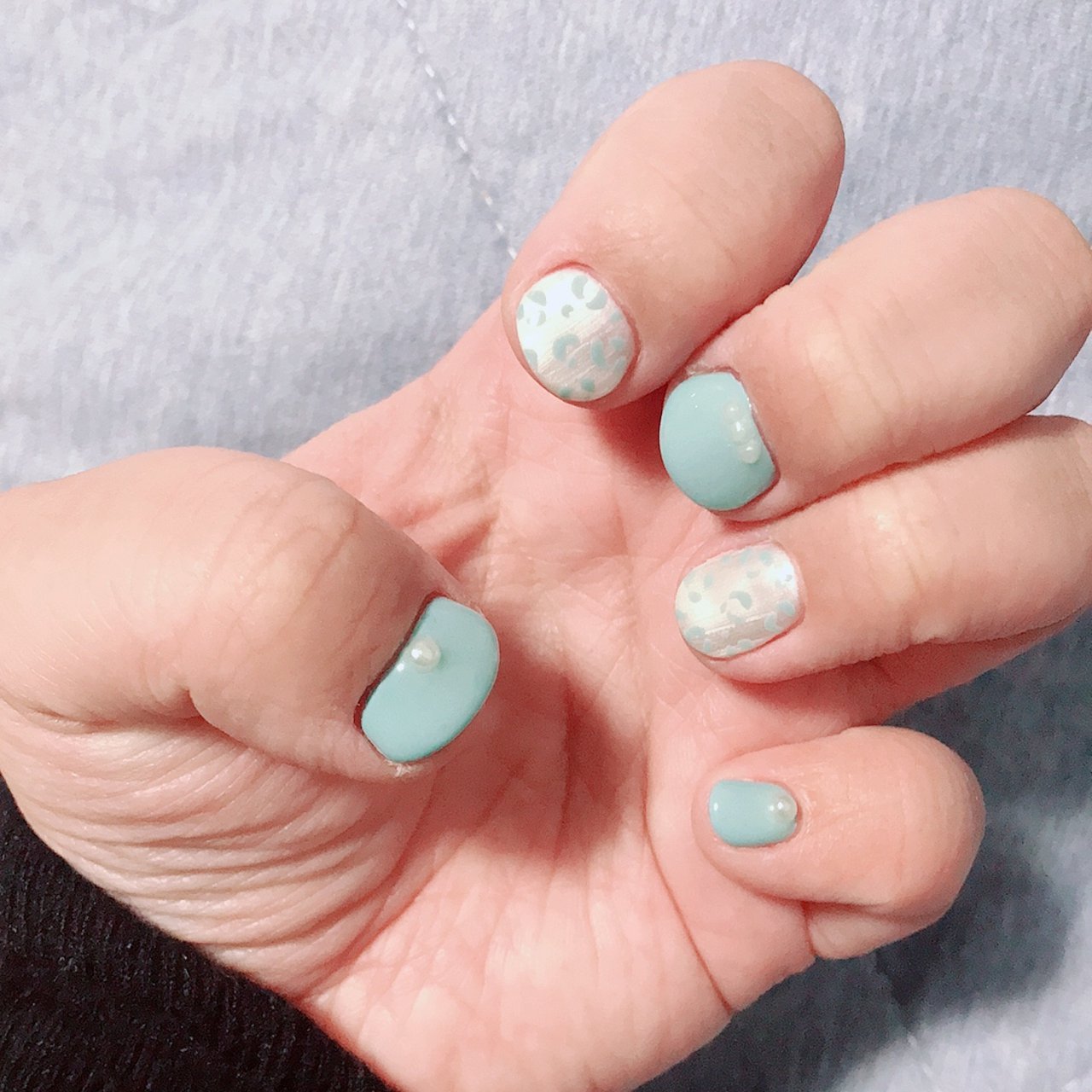 冬 ハンド レオパード ショート ターコイズ ヌートリアのネイルデザイン No ネイルブック