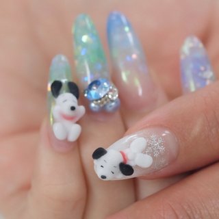 白い犬のネイルデザイン ネイルブック