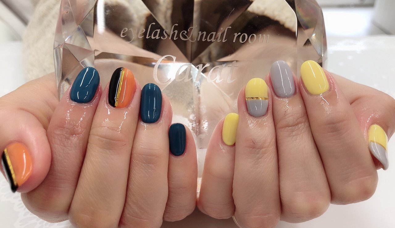 冬 オールシーズン ハンド バイカラー ミディアム Eyelash Nail Room Caratのネイルデザイン No ネイル ブック