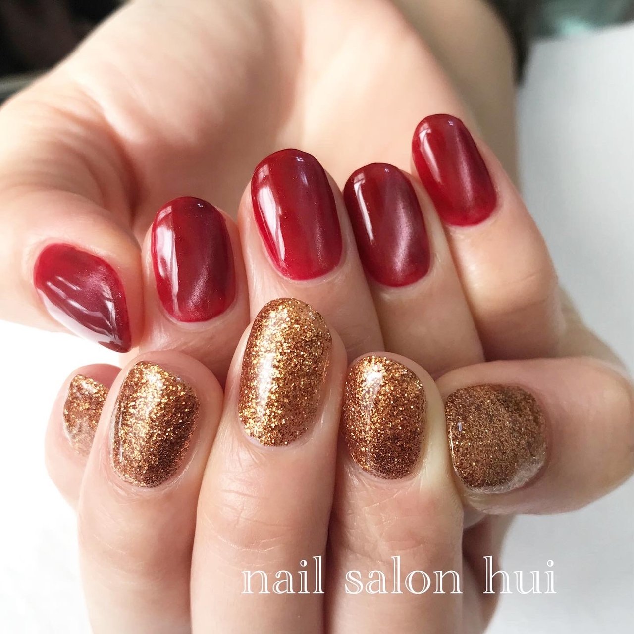 お正月 クリスマス ハンド ラメ ワンカラー Nailsalon Huiのネイルデザイン No ネイルブック