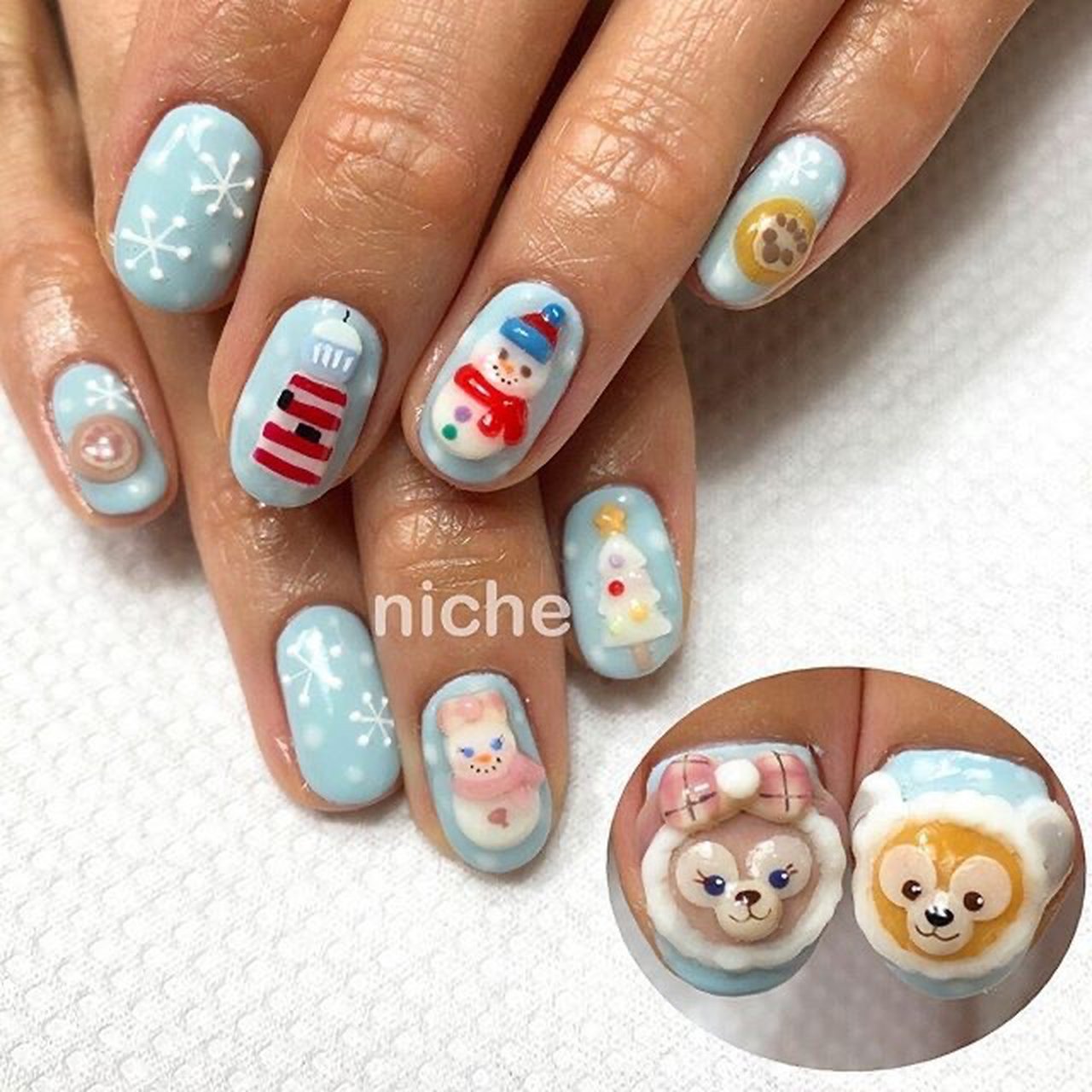 冬 リゾート クリスマス ハンド キャラクター Nailsalonniche ネイルサロンニッチのネイルデザイン No ネイル ブック