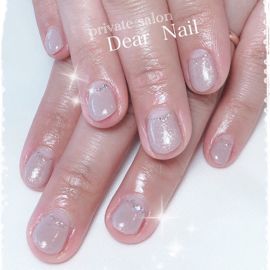 オールシーズン ハンド フレンチ ラメ ショート Dearnail39のネイルデザイン No ネイルブック