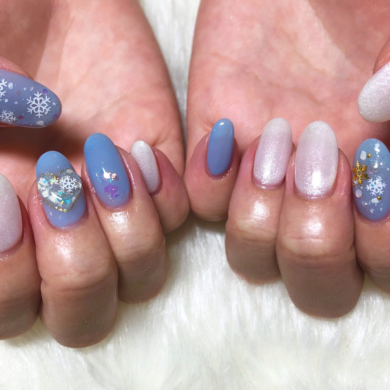 冬 ハンド ワンカラー 雪の結晶 ホワイト Nailsalon Any ネイル