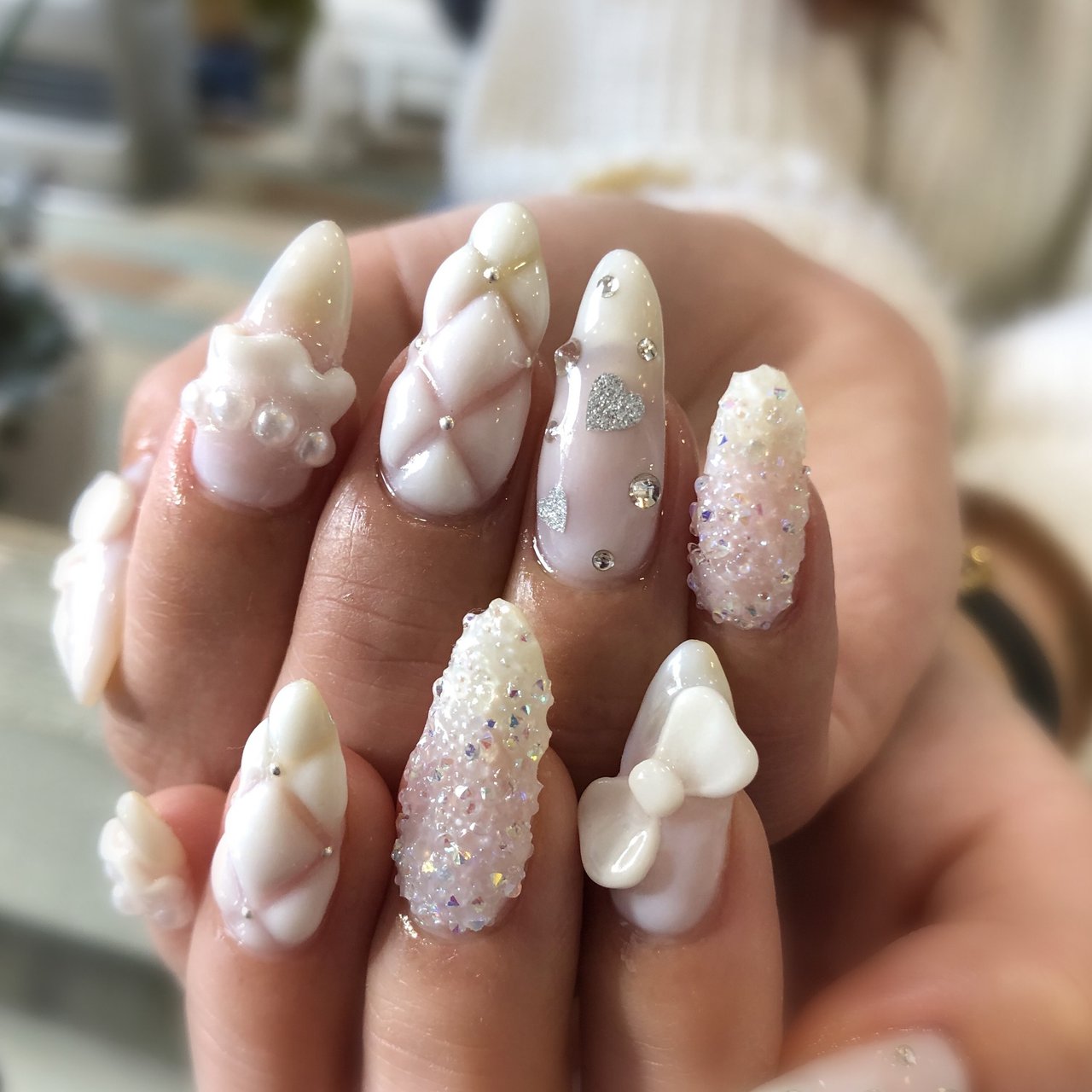 ハンド キルティング リボン レース ミディアム 宮城県 石巻 ロージーネイル Rosy Nail Pupuu Rosyのネイル デザイン No ネイルブック