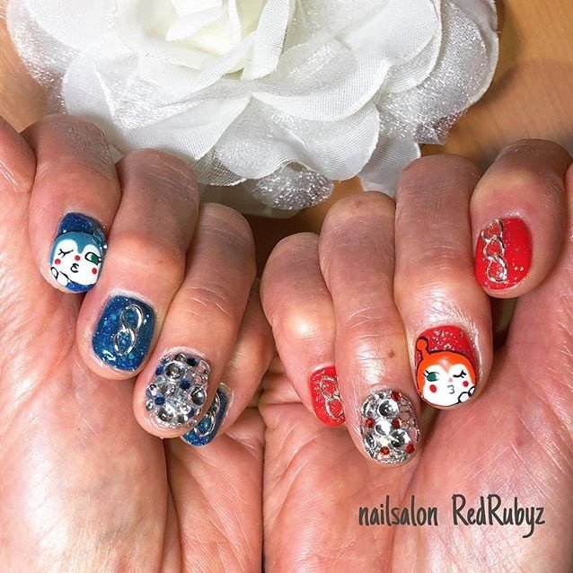 ハンド 痛ネイル キャラクター チェーン レッド Nailsalon Redrubyz レッドルビーズのネイルデザイン No ネイルブック