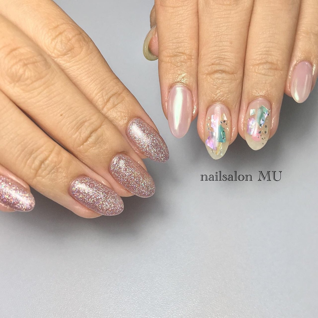 ラメ ワンカラー シェル オーロラ パステル Nailsalon Mu ミウ のネイルデザイン No ネイルブック