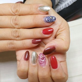 21年 新着順 フラワー キャラメル色のネイルデザイン ネイルブック