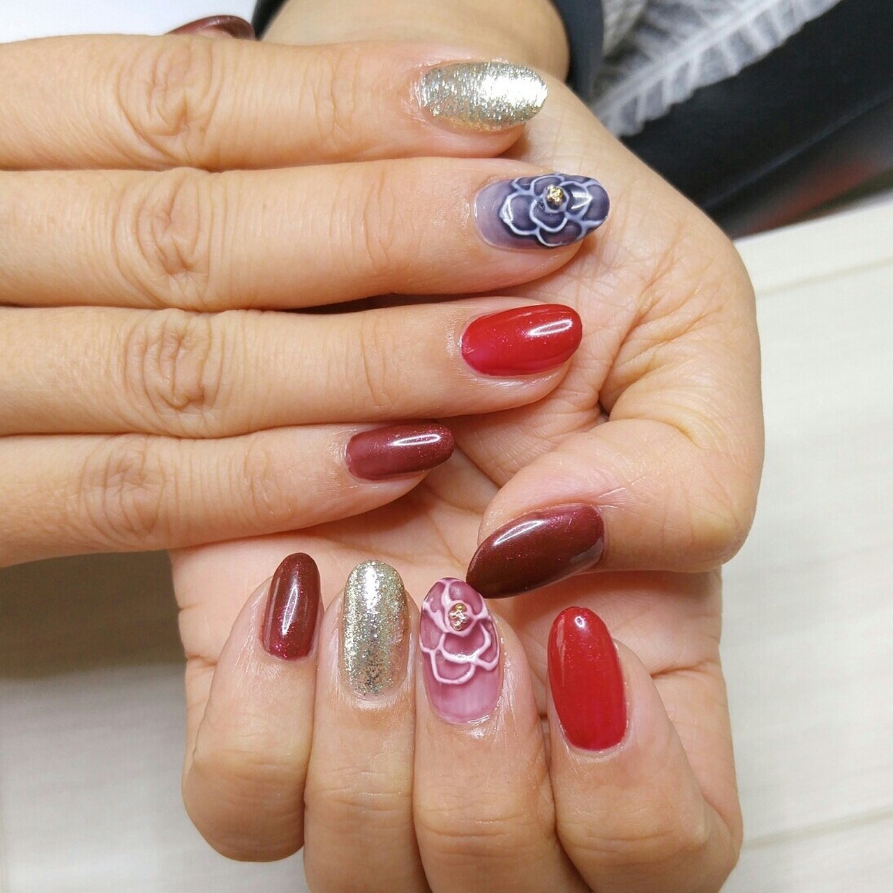 冬 お正月 クリスマス 女子会 ハンド Blue Mintsのネイルデザイン No ネイルブック