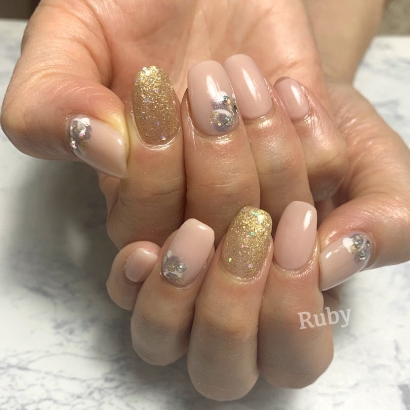 秋 冬 オールシーズン オフィス ハンド Ruby Nail07のネイルデザイン