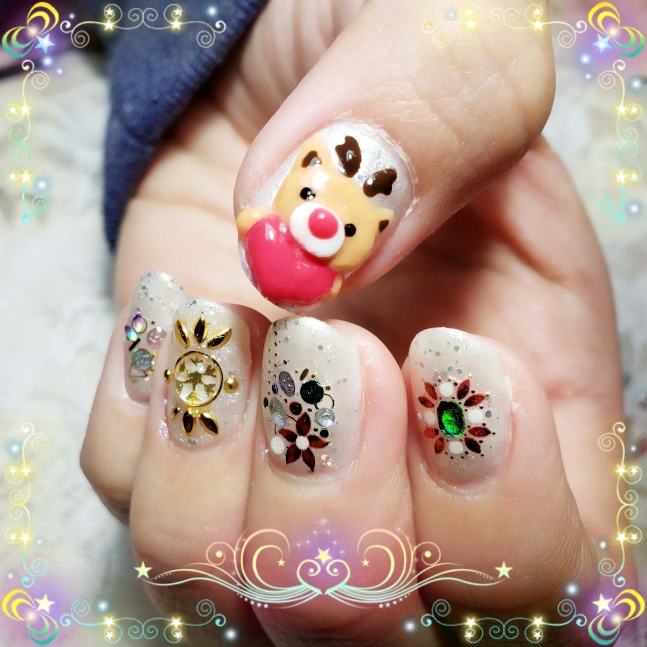 クリスマス3Dネイルアート チャームクリエイティブネイル 装飾