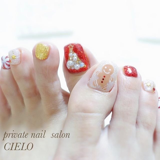 冬 旅行 クリスマス パーティー フット Cieloのネイルデザイン No ネイルブック