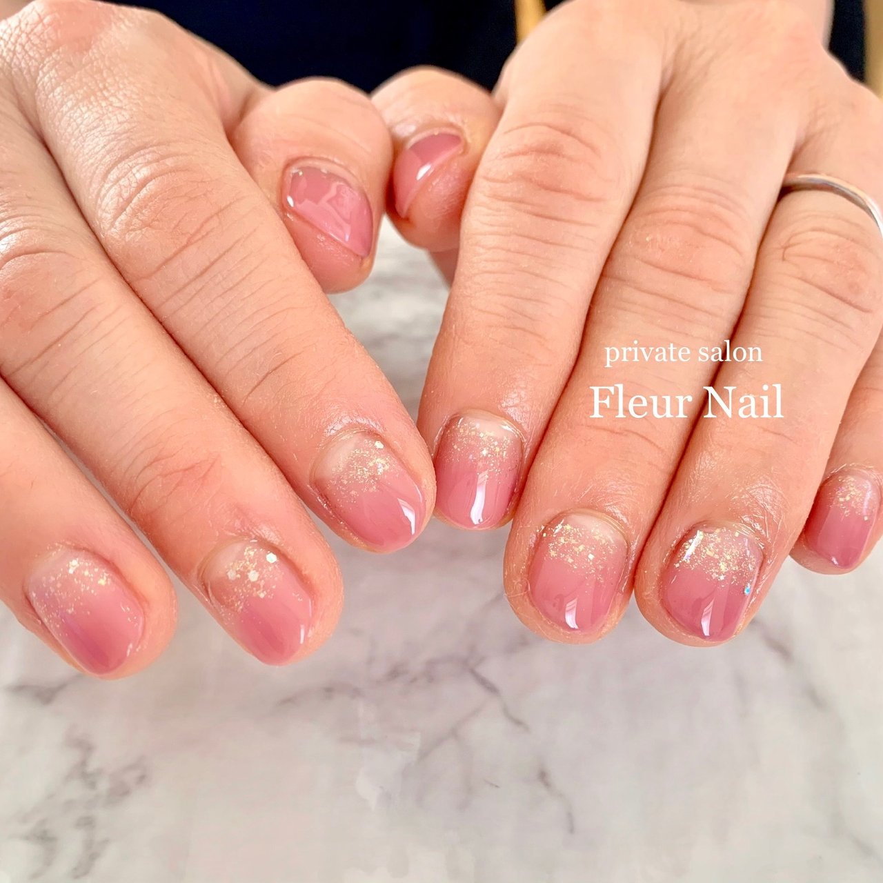 オールシーズン ハンド フレンチ グラデーション ラメ Fleur Nail