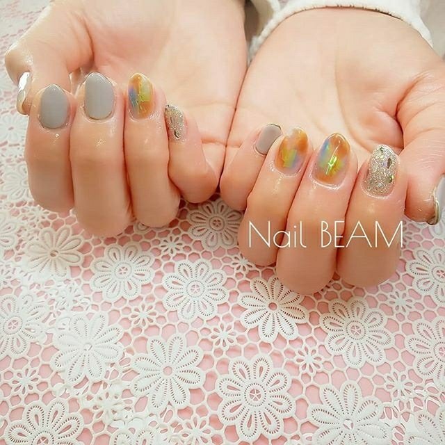秋 冬 オールシーズン ホログラム シースルー Nailbeamのネイルデザイン No ネイルブック