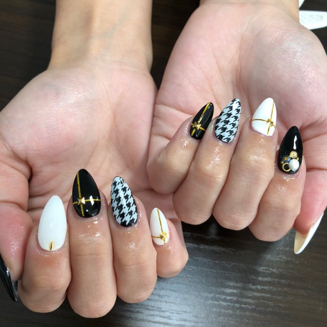 冬 ハンド 千鳥柄 ホワイト ブラック まちゃんのネイルデザイン No ネイルブック