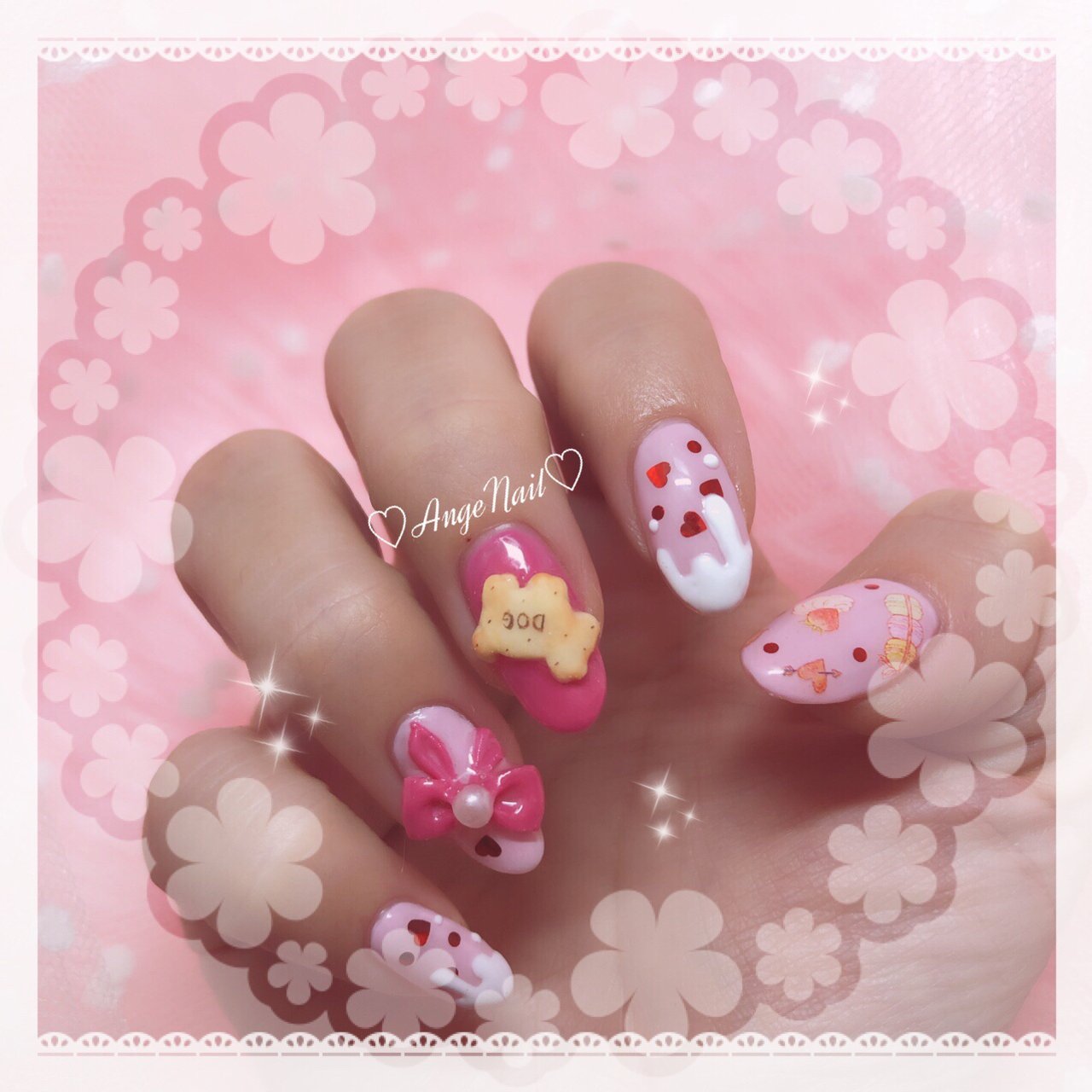 キャラクター/3D/スイーツ/ピンク - AngeNailのネイルデザイン[No