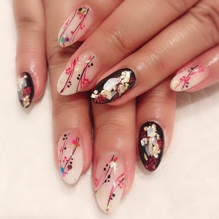 シンプル 和 セルフネイルのネイルデザイン ネイルブック