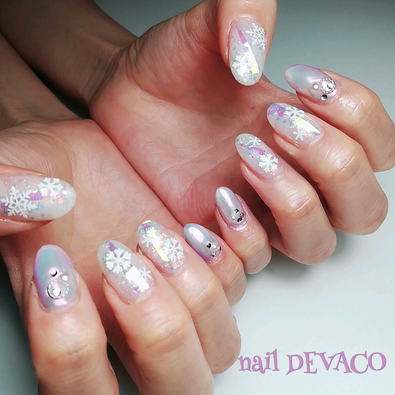 冬 クリスマス ハンド グラデーション ホログラム 999naildevacoのネイルデザイン No ネイルブック