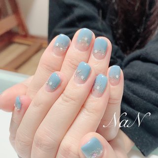 2025年】新着順｜ブルー(青)/＃逆フレンチのネイルデザイン(3