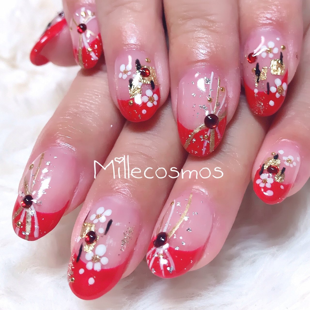 お正月 成人式 浴衣 ハンド フレンチ れいのネイルデザイン No ネイルブック