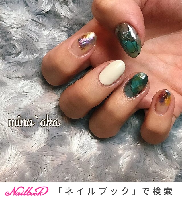 人気順 ターコイズ セルフネイル ショートネイルのネイルデザイン ネイルブック