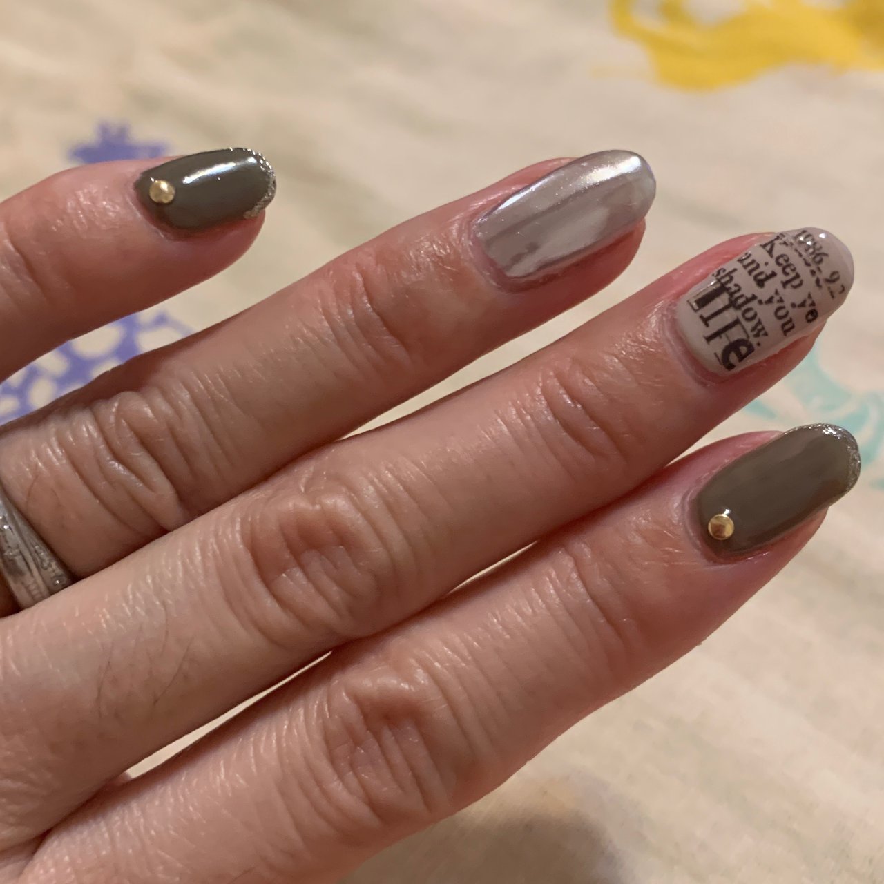 オールシーズン ハンド ビジュー ラメ ミラー 1103yoshimiのネイルデザイン No ネイルブック