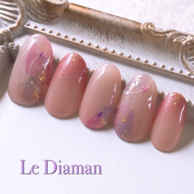 春 冬 ハンド ニュアンス 和 Le Diamanのネイルデザイン No ネイルブック