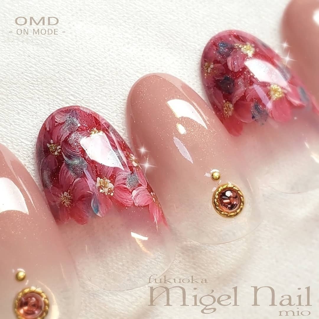 お正月 成人式 バレンタイン パーティー 変形フレンチ Migel Nailの