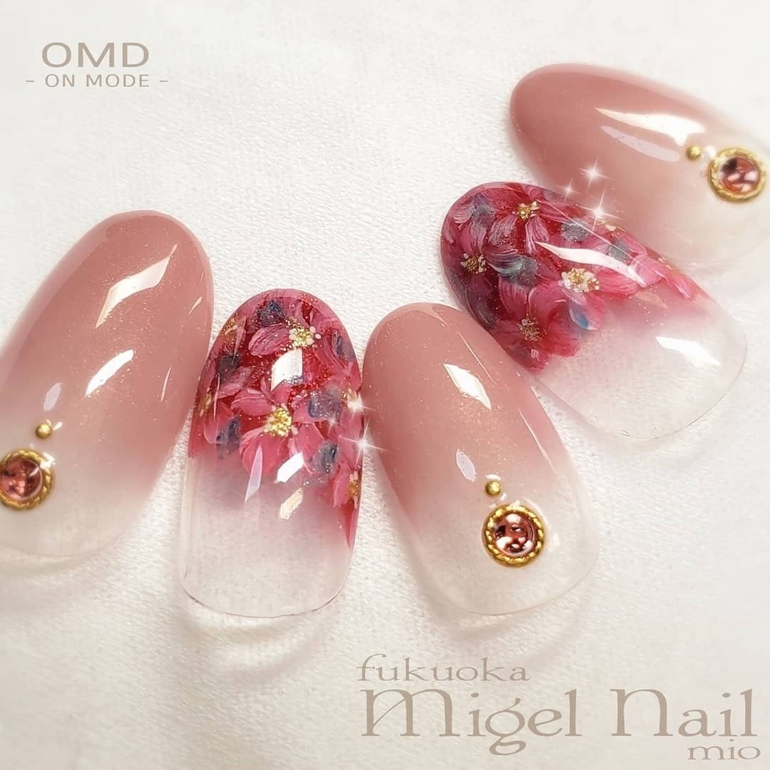 お正月 成人式 バレンタイン パーティー 変形フレンチ Migel Nailの