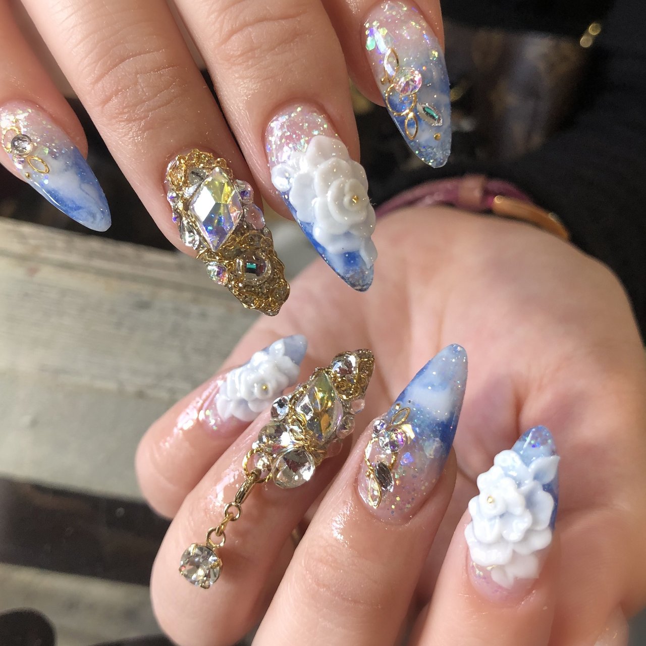 ハンド 3d マーブル ロング ホワイト 宮城県 石巻 ロージーネイル Rosy Nail Pupuu Rosyのネイル デザイン No ネイルブック