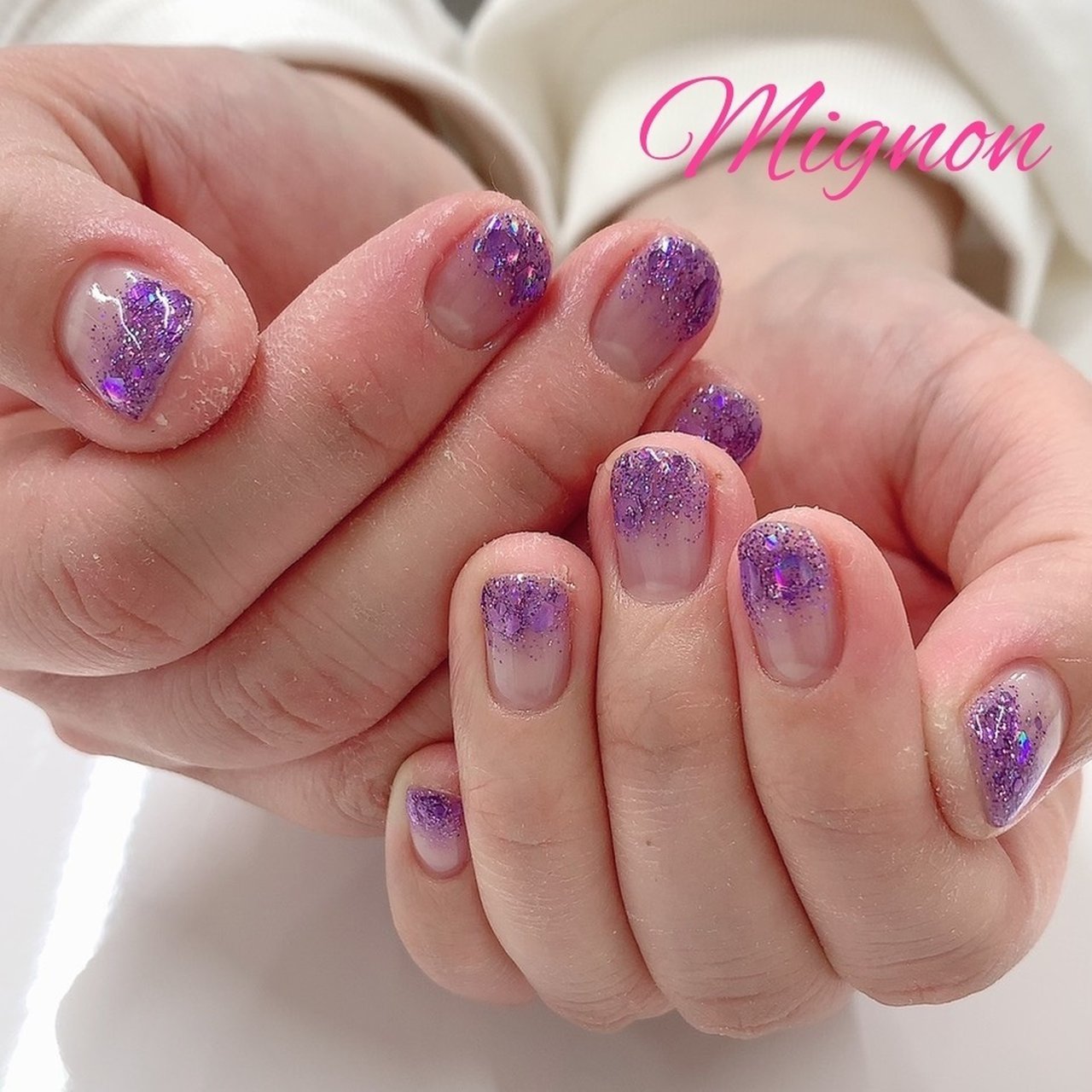 オールシーズン ハンド グラデーション ラメ パープル Mignonのネイルデザイン No ネイルブック