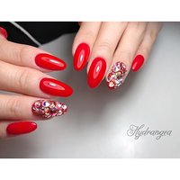 レッド ボルドー ストーン埋め尽くしのネイルデザイン ネイルブック