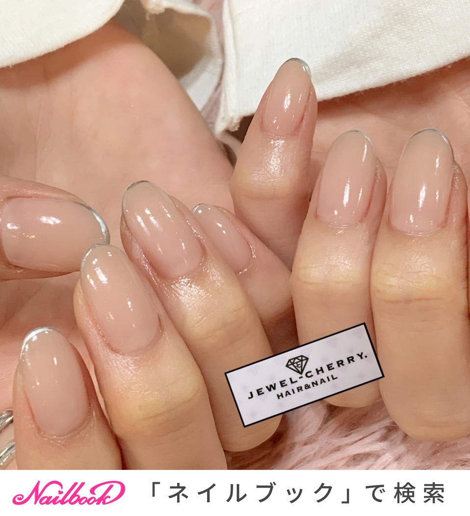 シンプル ラメ ベージュ シルバー Jewel Cherry のネイルデザイン No ネイルブック