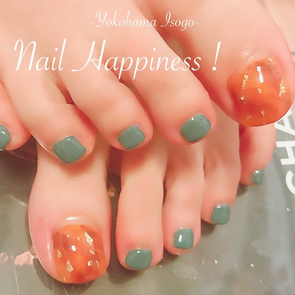 秋 冬 フット ワンカラー べっ甲 Nail Happiness ネイルハピネス ささきまきのネイルデザイン No ネイル ブック