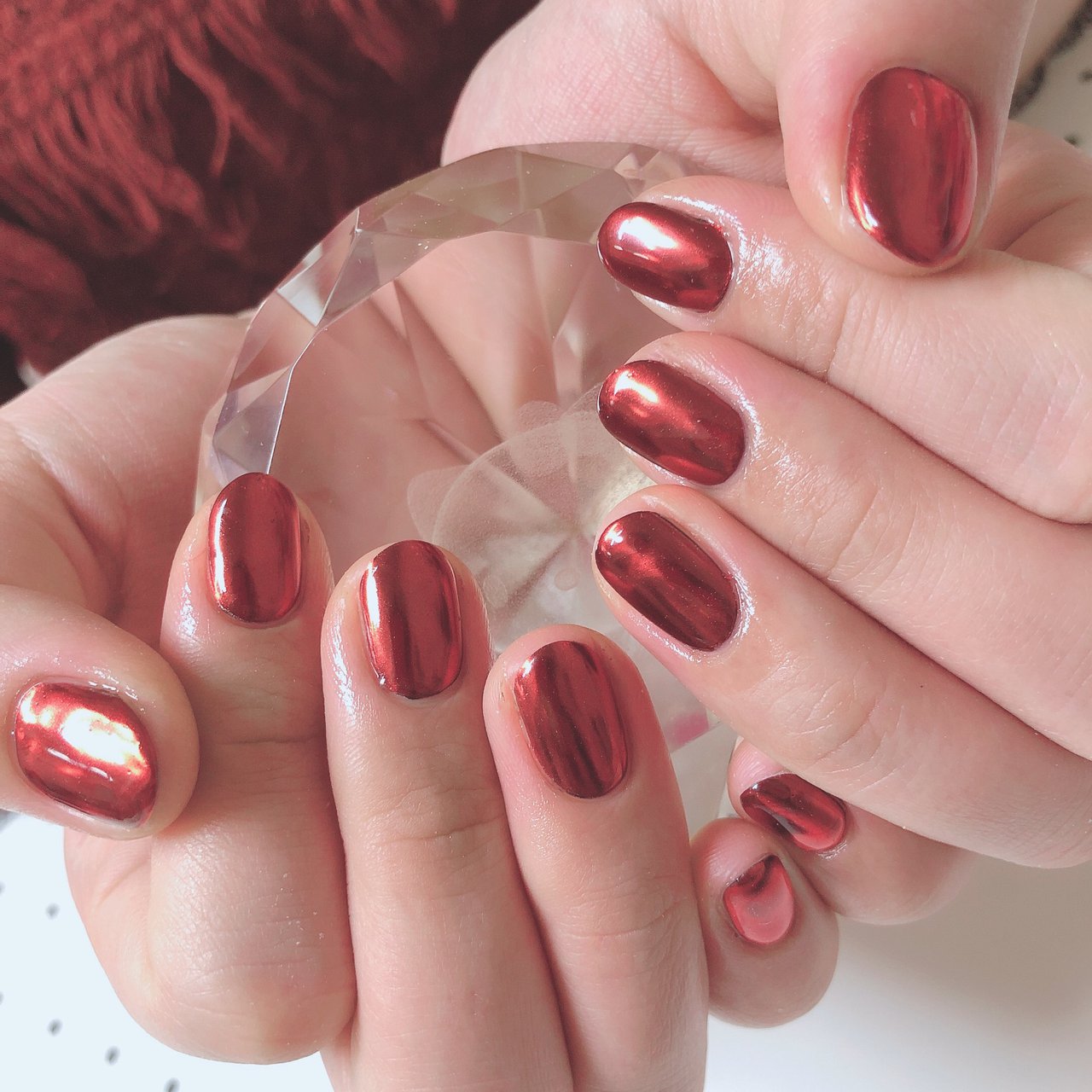 シンプル/ワンカラー/ミラー/レッド/メタリック - ひぃちゃんのネイル