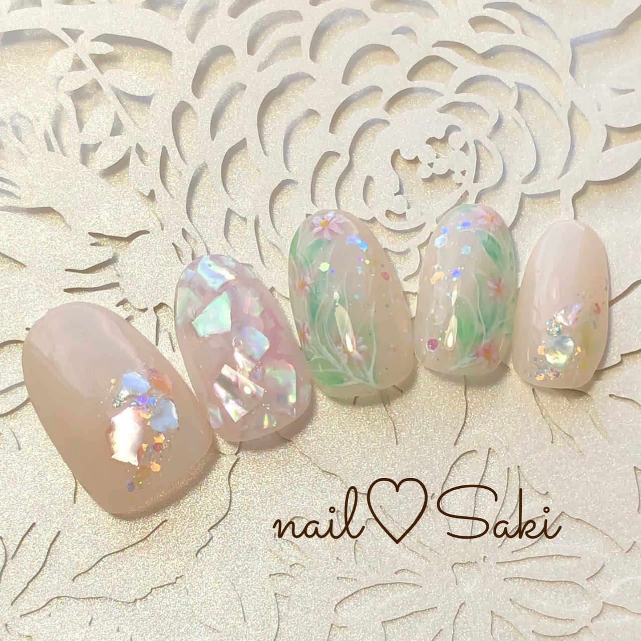 春 夏 入学式 シェル シースルー Nail Sakiのネイルデザイン No ネイルブック