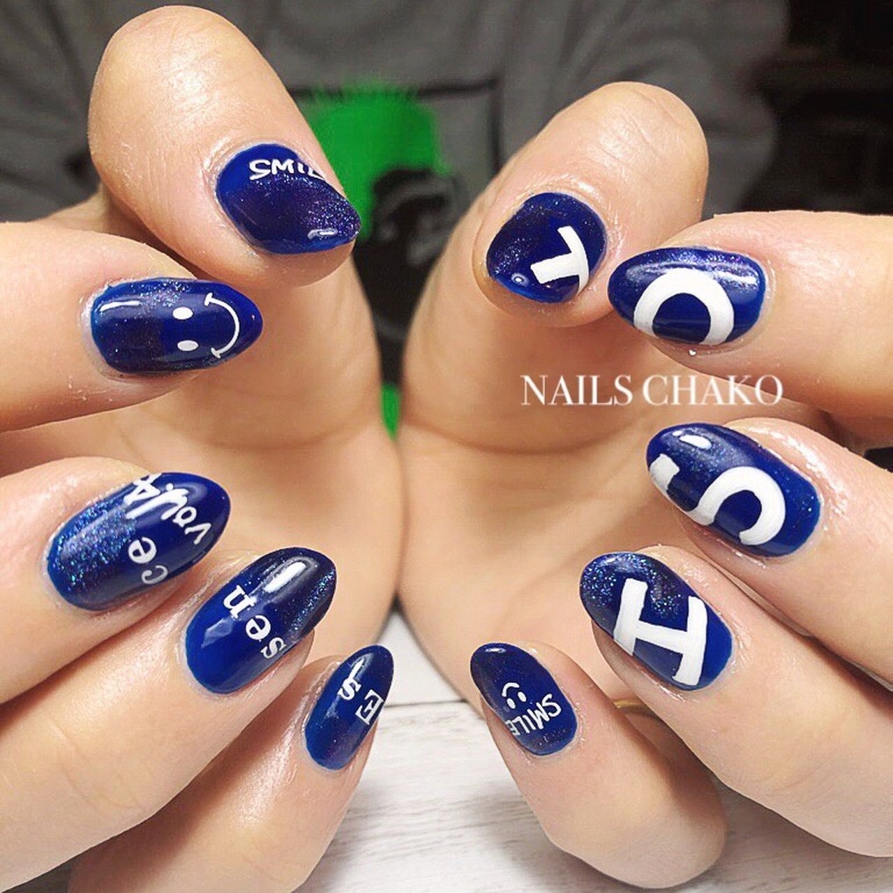 ライブ/ハンド/イニシャル/ネイビー/ジェルネイル - NAILS CHAKO