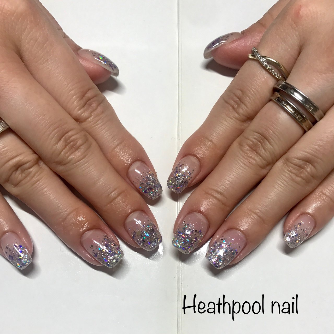 グラデーション ホログラム ラメ 水色 シルバー Heathpoolnailのネイルデザイン No ネイルブック