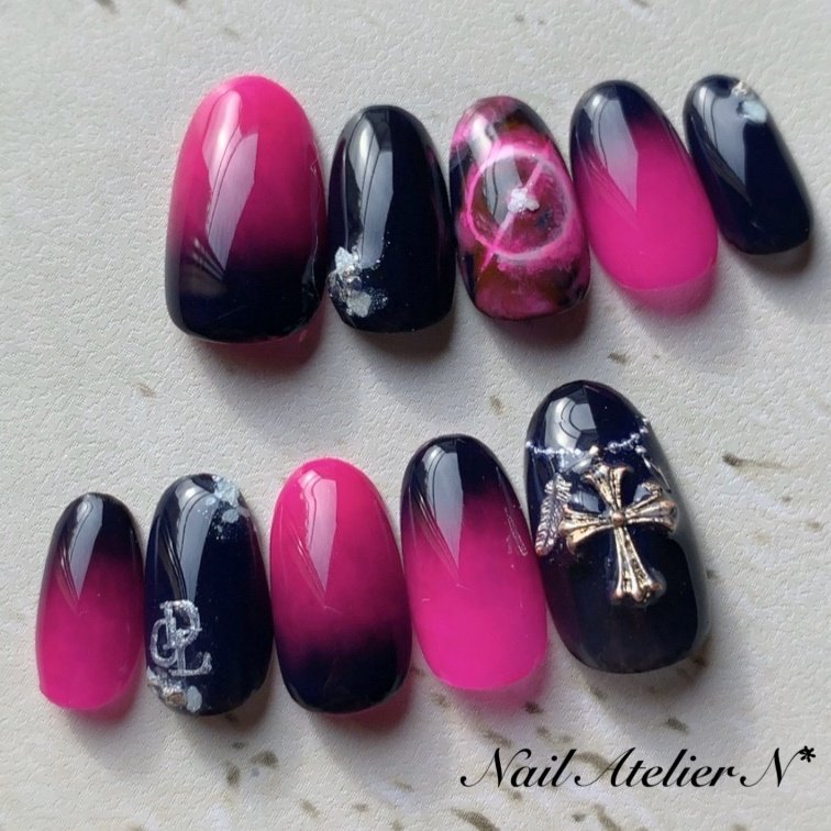 オールシーズン ライブ ハンド ピンク ブラック Nail Atelier N のネイルデザイン No ネイルブック