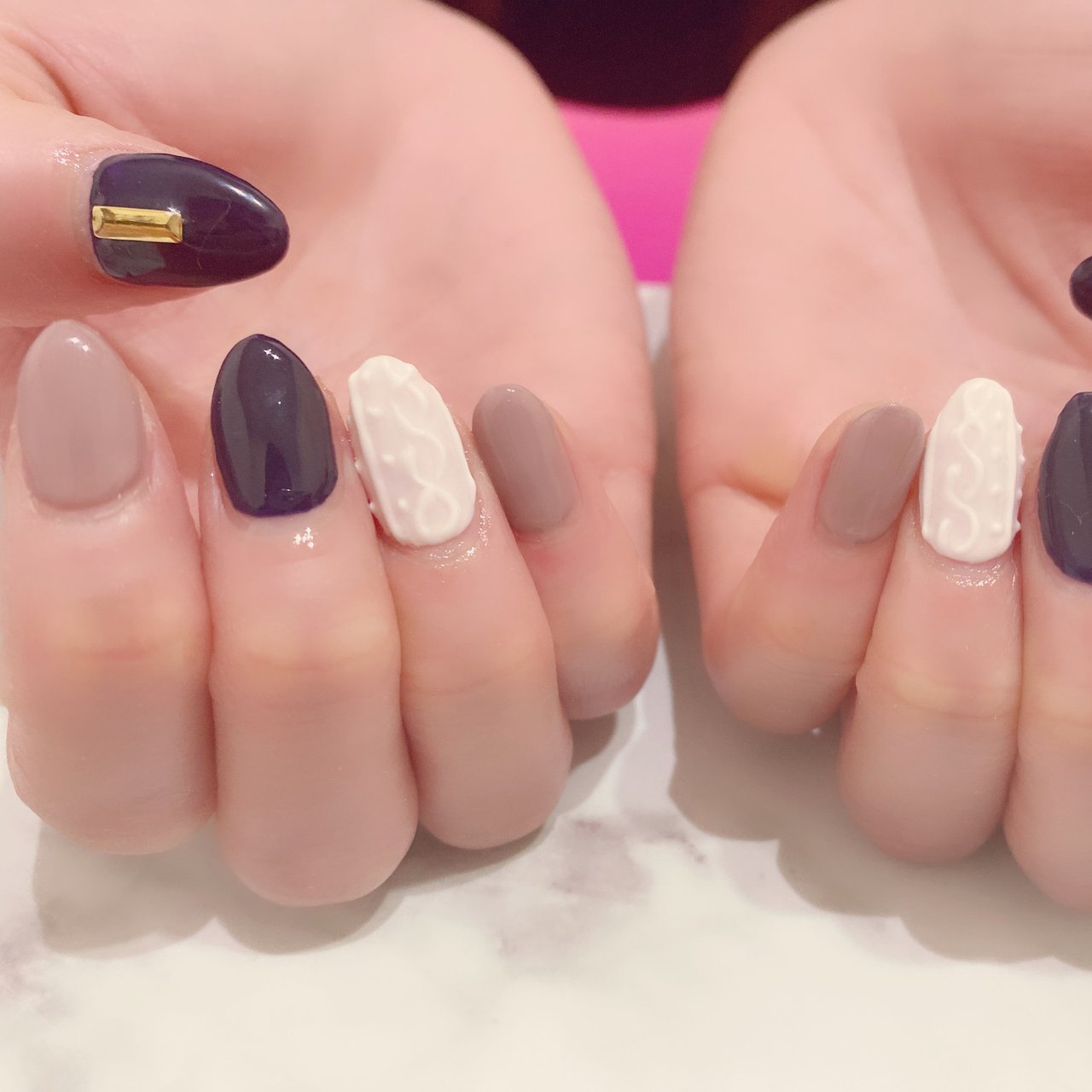 冬 バレンタイン ハンド ワンカラー ニット Leciel Nail 豊田市ネイルサロン のネイルデザイン No ネイルブック