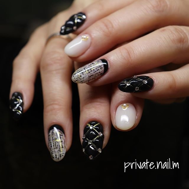 冬 ハンド ツイード キルティング ミディアム Private Nail Mのネイルデザイン No ネイルブック